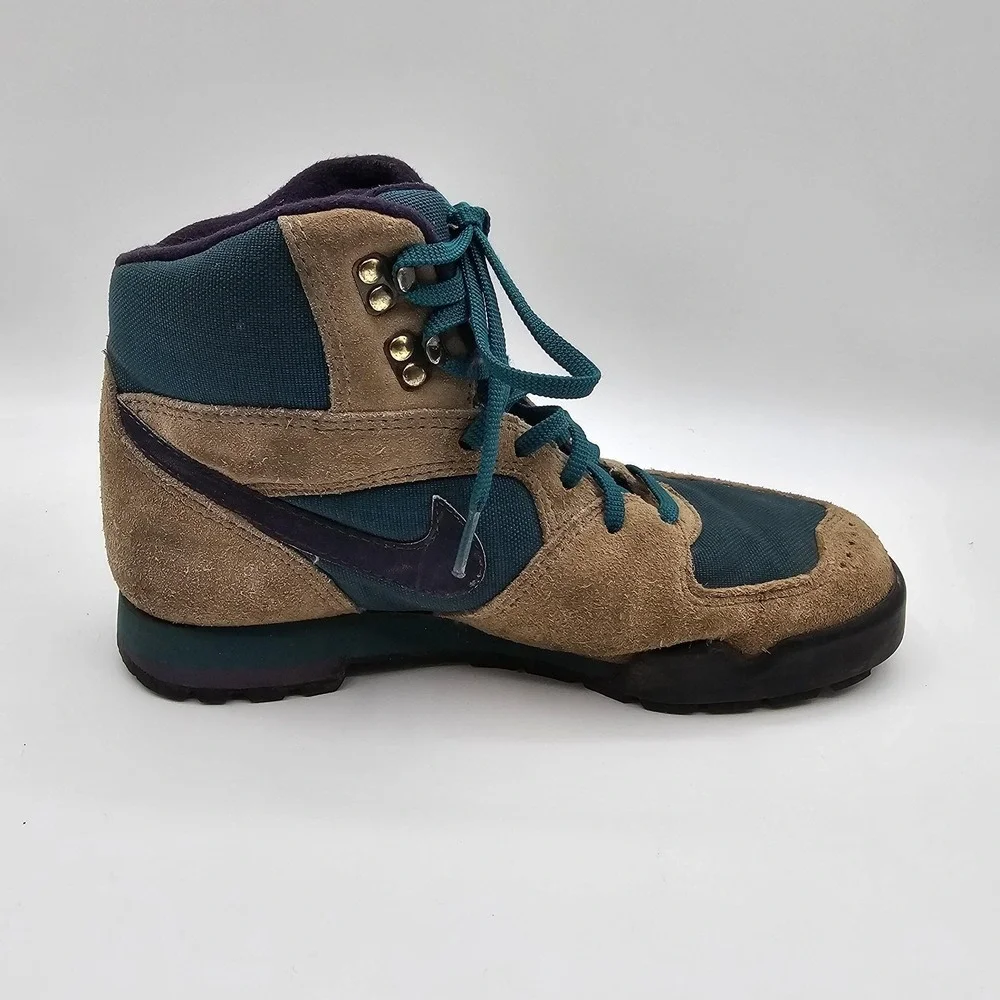 Vintage Nike‎ Caldera Boots Mens Size 8 Brown Teal Suede Hiking Trail Snow 80s